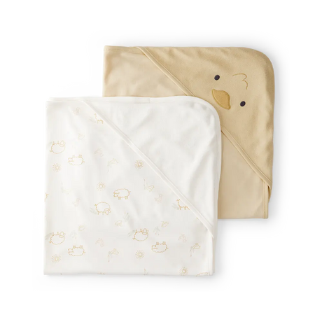 Lot de 2 serviettes à capuche bébé - Jaune