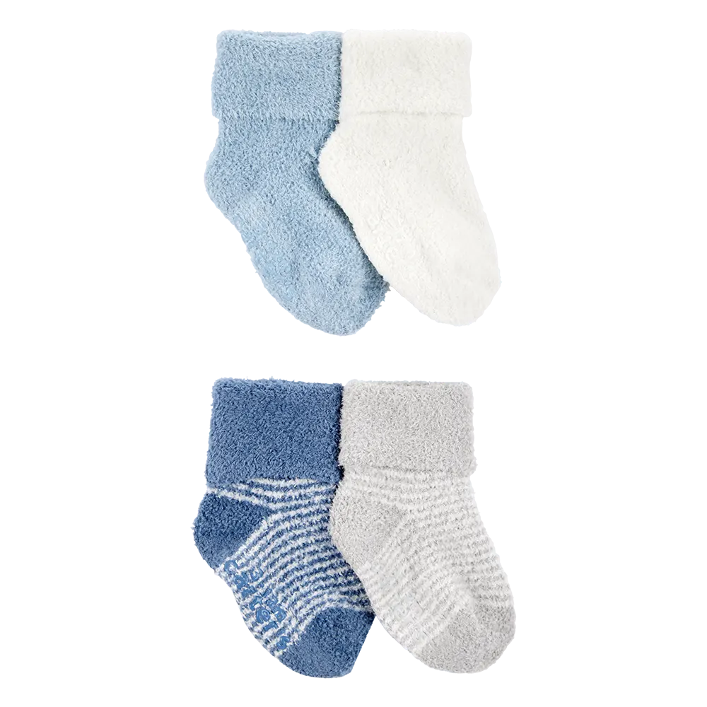 Lot de 4 paires de chaussons chenille bébé garçon