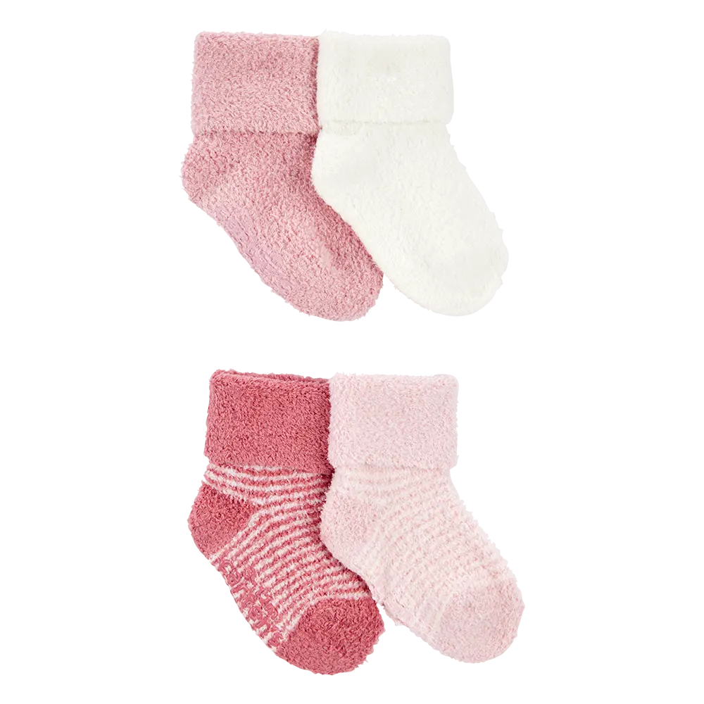 Lot de 4 paires de chaussons chenille bébé fille