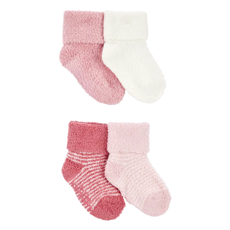 Lot de 4 paires de chaussons chenille bébé fille
