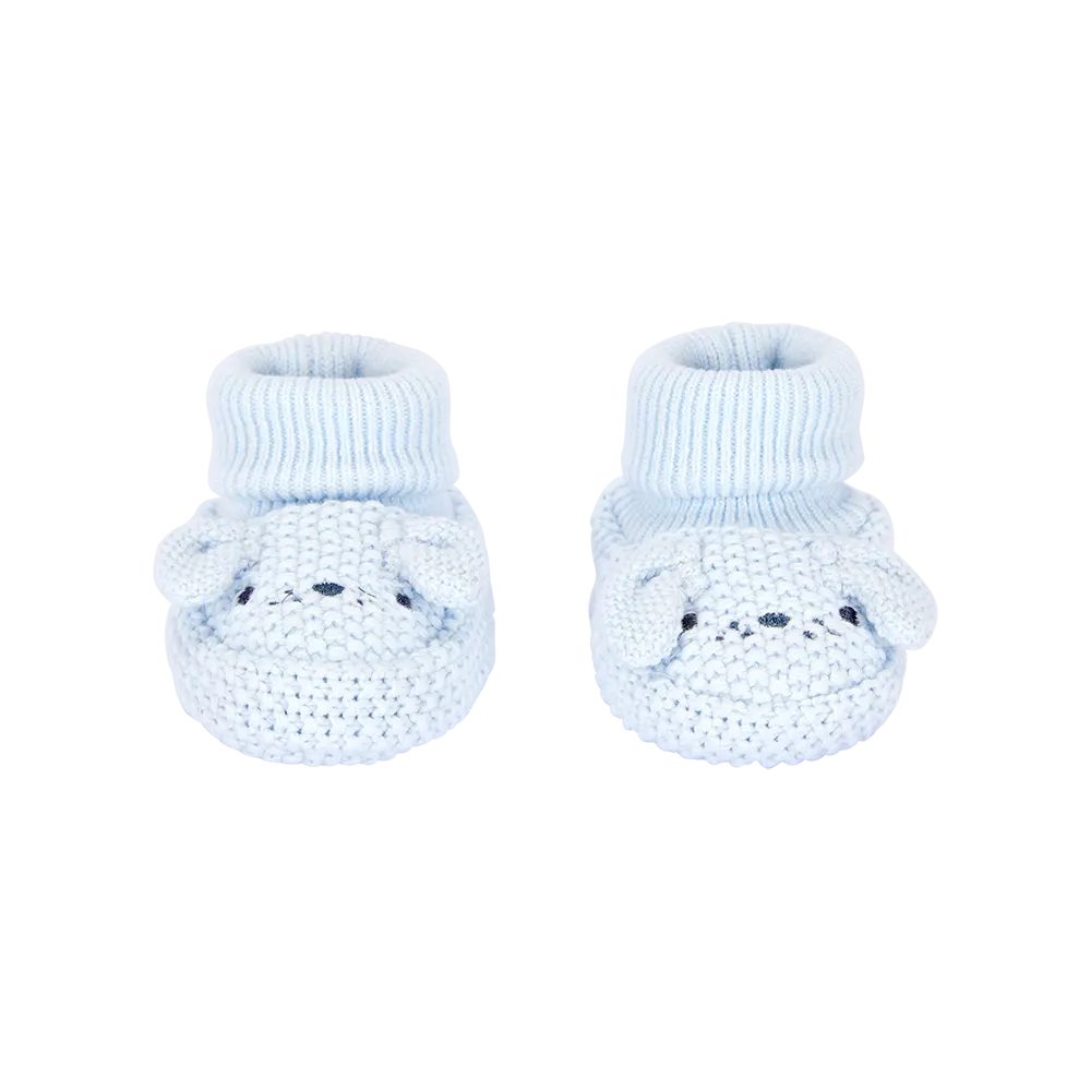 Chaussons en crochet chiot bébé garçon - Bleu