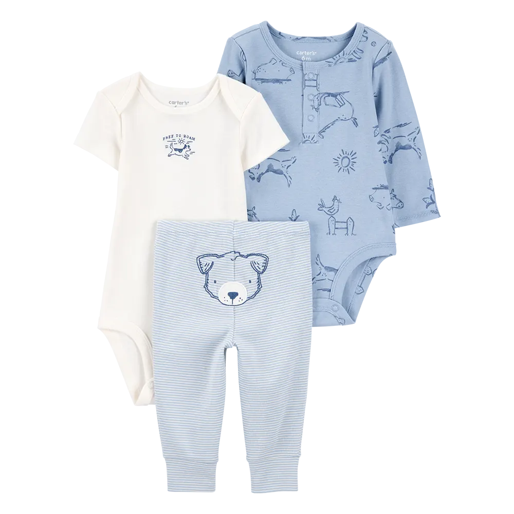 Ensemble 3 pièces ours pour bébé garçon - Coton