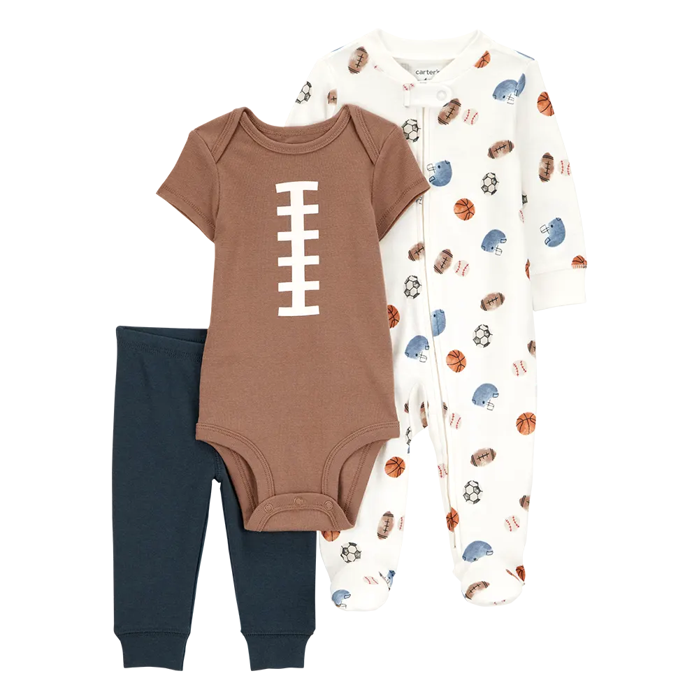 Ensemble 3 pièces football pour bébé garçon - Coton