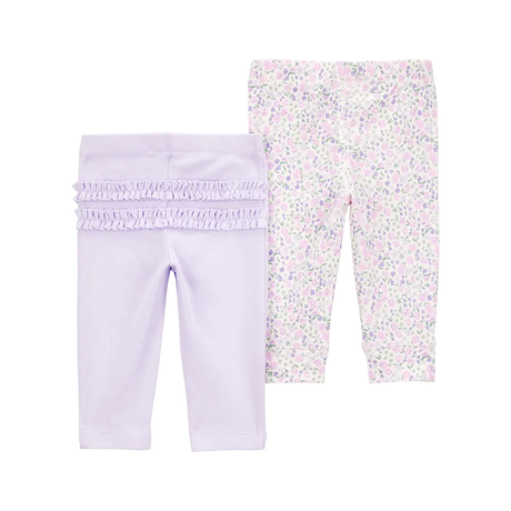 Lot de 2 pantalons fleuris bébé fille - Coton