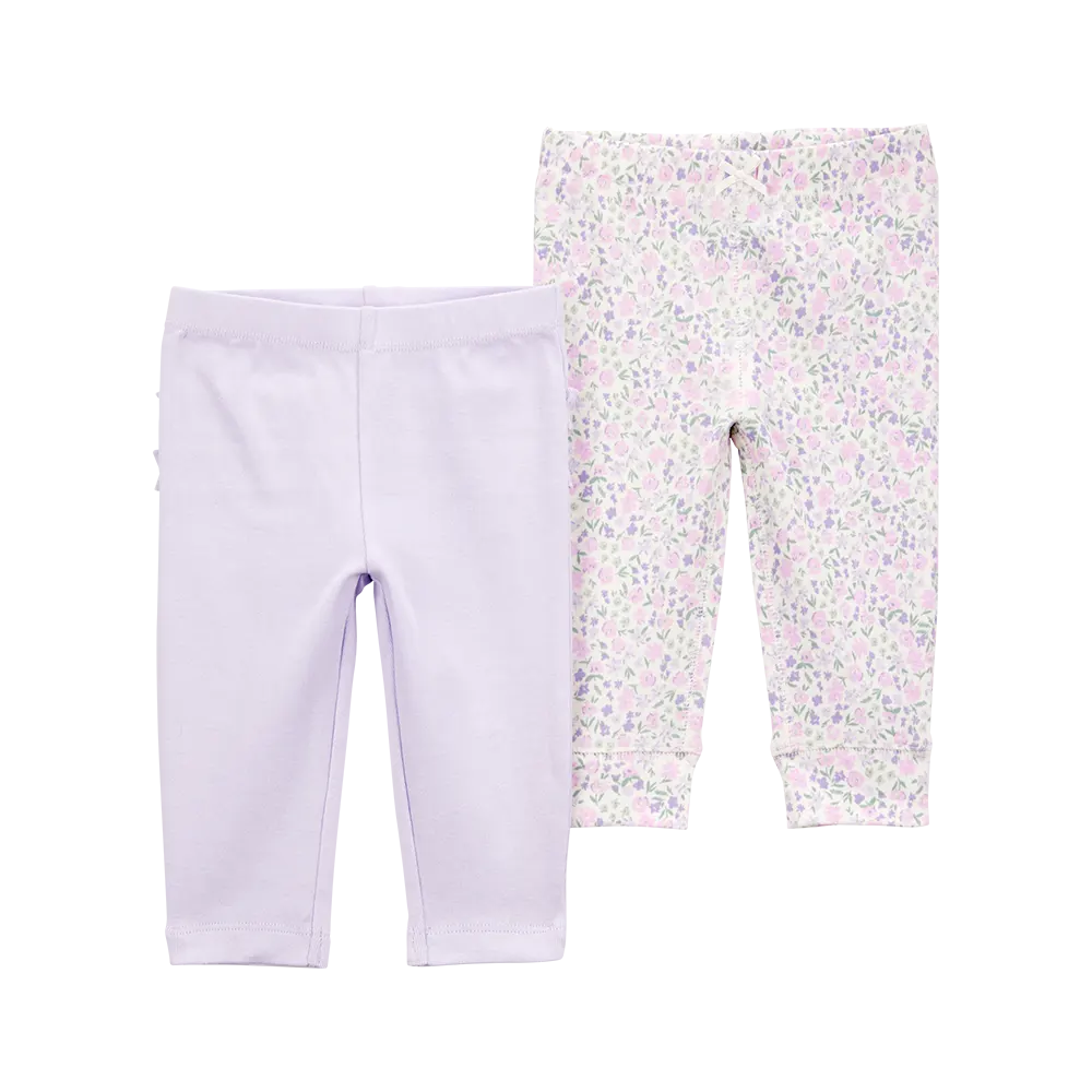 Lot de 2 pantalons fleuris bébé fille - Coton