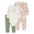Ensemble 3 pièces floral bébé fille - Coton