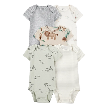 Lot de 5 bodys manches courtes safari bébé