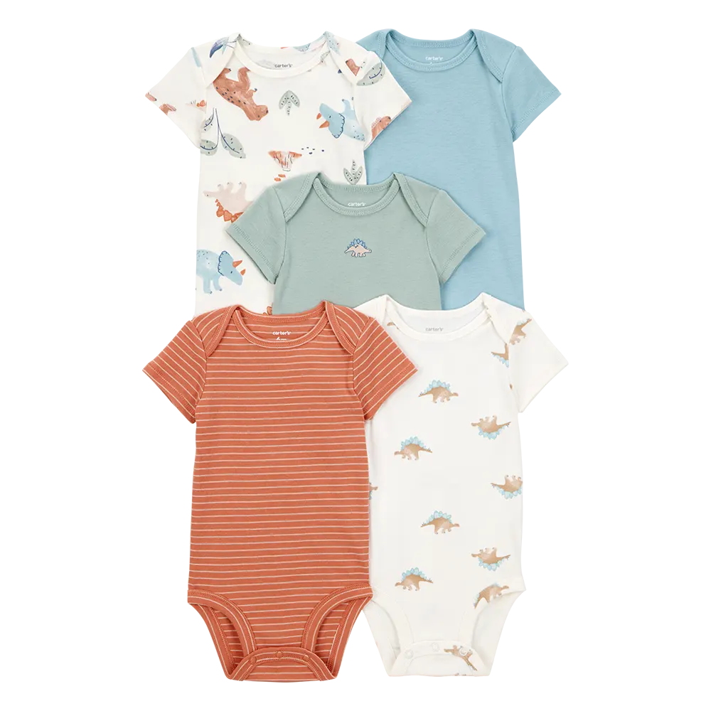 Lot de 5 bodys dinosaure bébé garçon - Coton