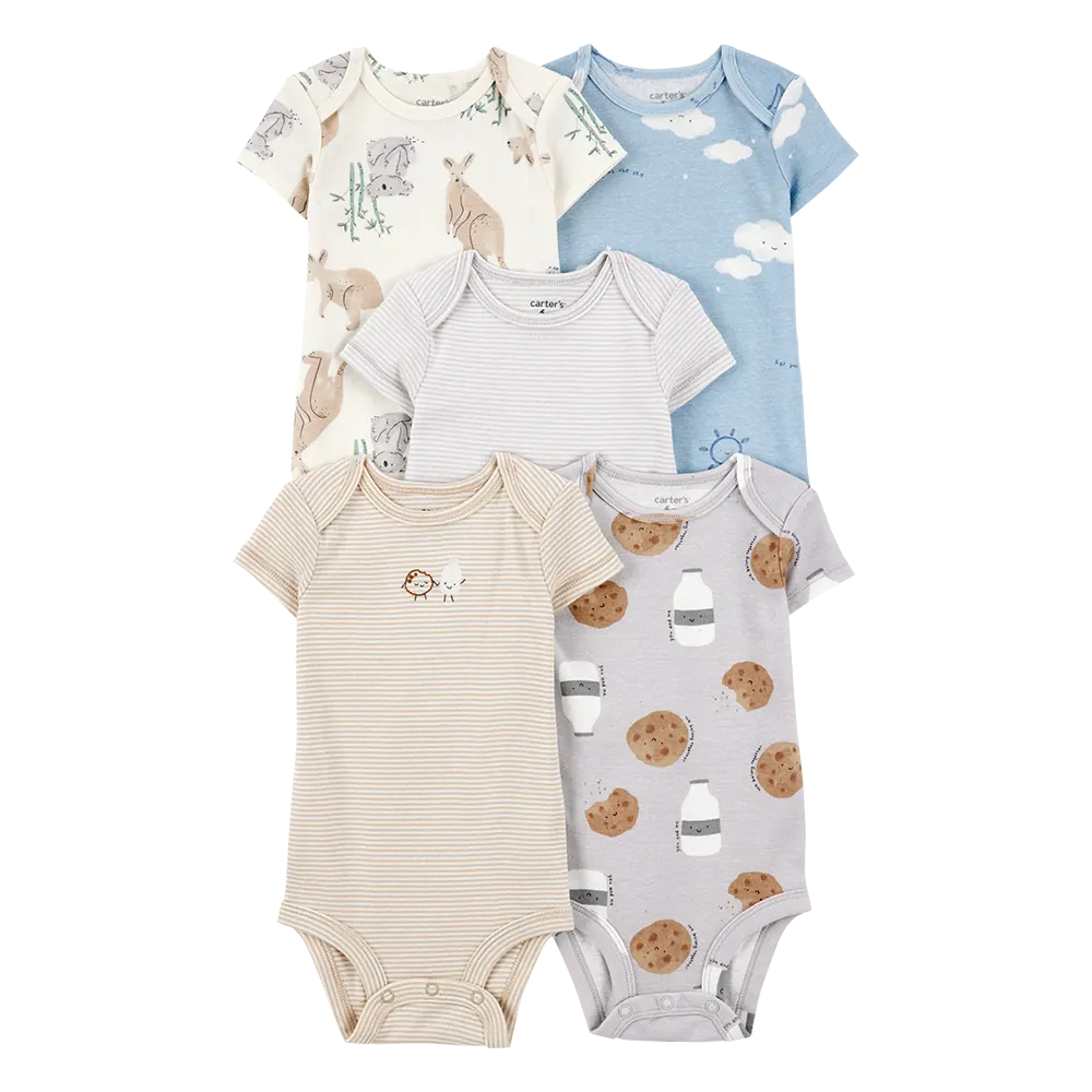 Lot de 5 bodys kangourou bébé garçon - Coton