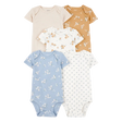 Lot de 5 bodys fleuris bébé fille - 100% Coton