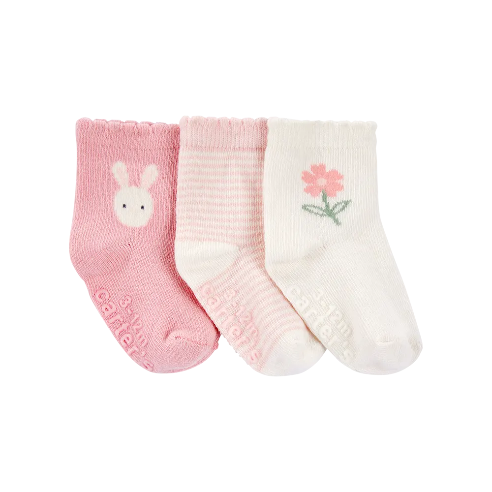Lot de 3 paires de chaussettes lapin bébé fille