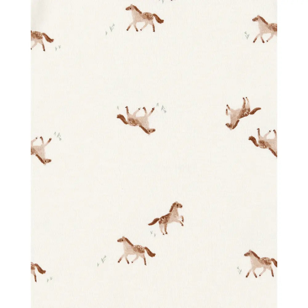 Lot de 5 bodys chevaux fleuris bébé fille - Coton