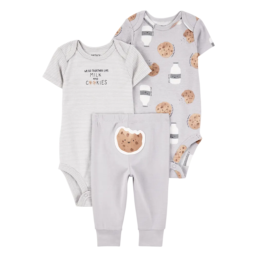 Ensemble 3 pièces lait et biscuits bébé - Coton