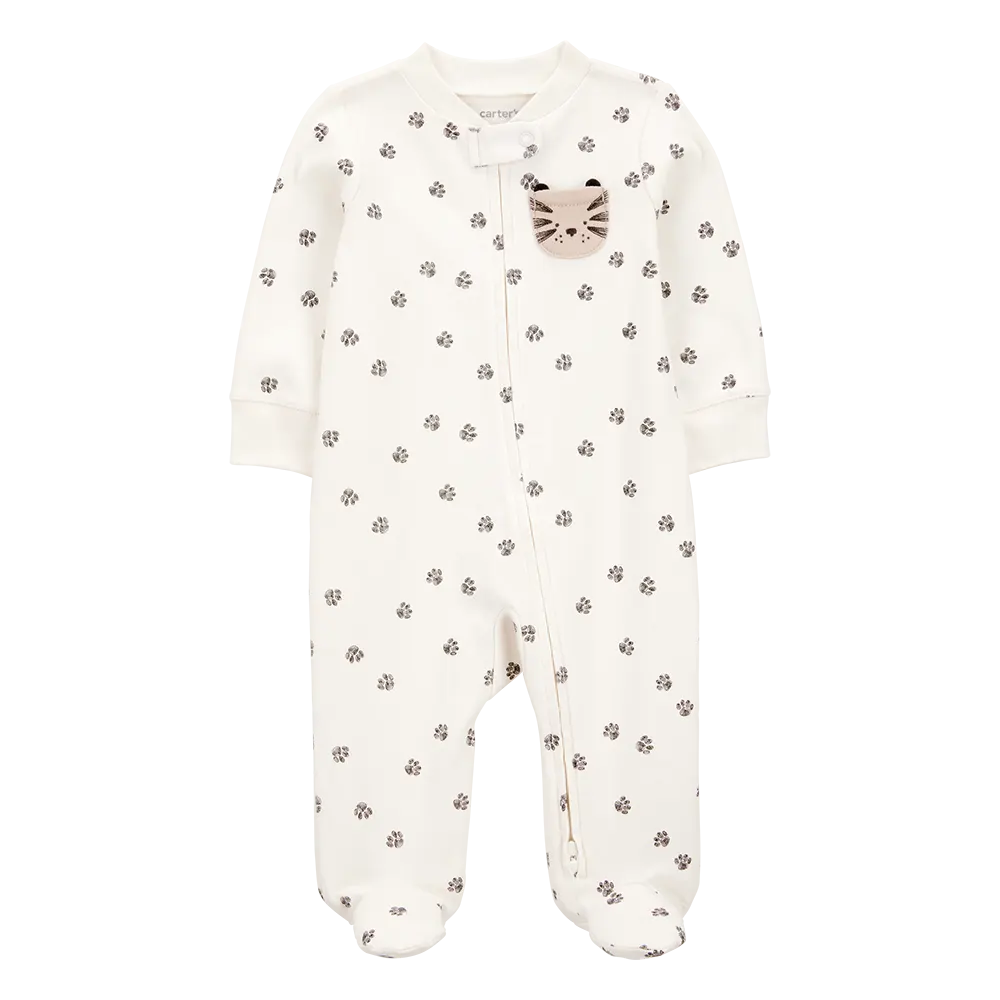 Pyjama dors-bien zippé tigre bébé garçon - Coton