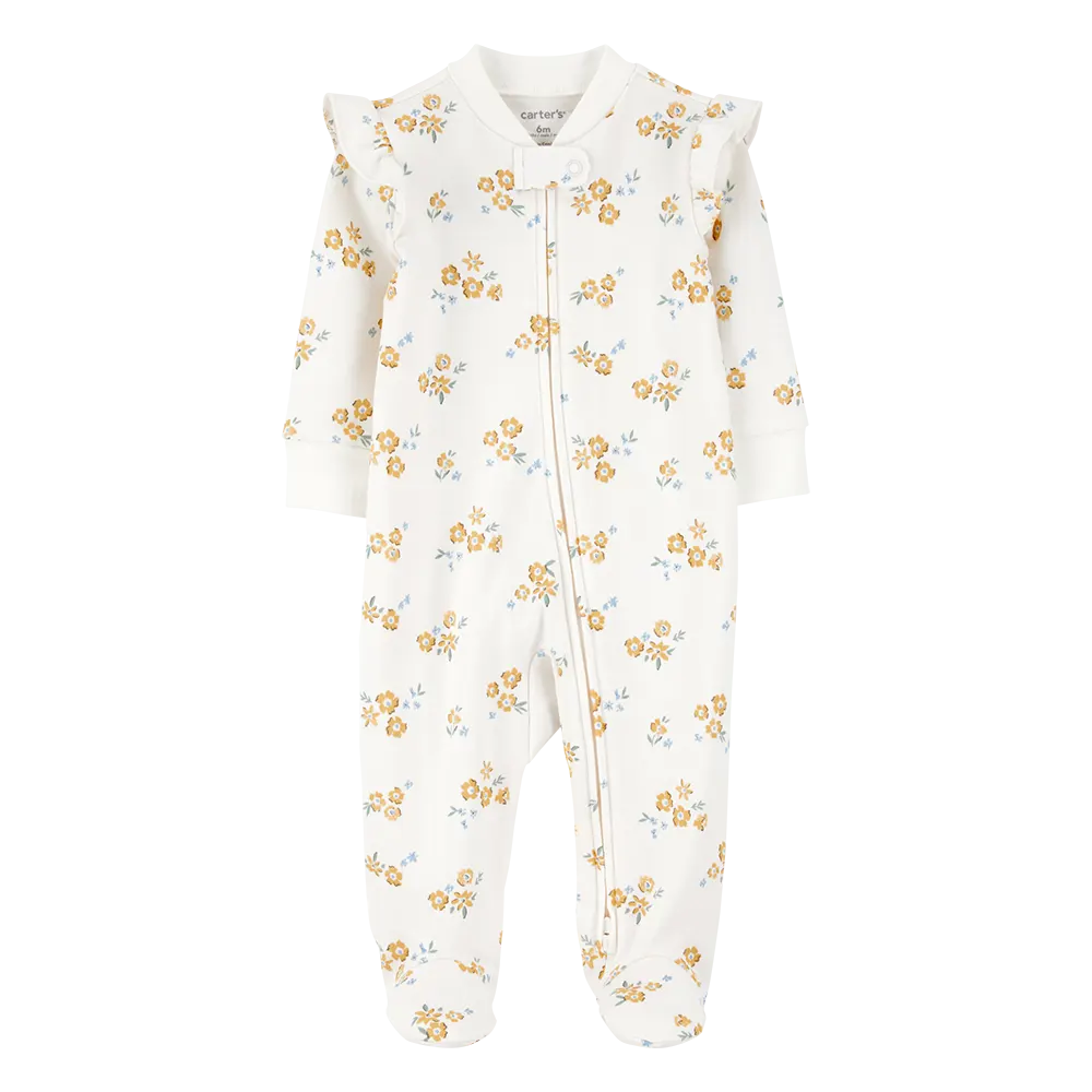Pyjama dors-bien zippé floral bébé fille - Coton