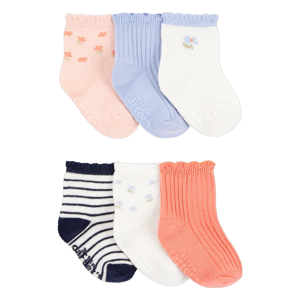 Lote de 6 pares de patucos con volantes para bebé niña Carter's - Multicolor