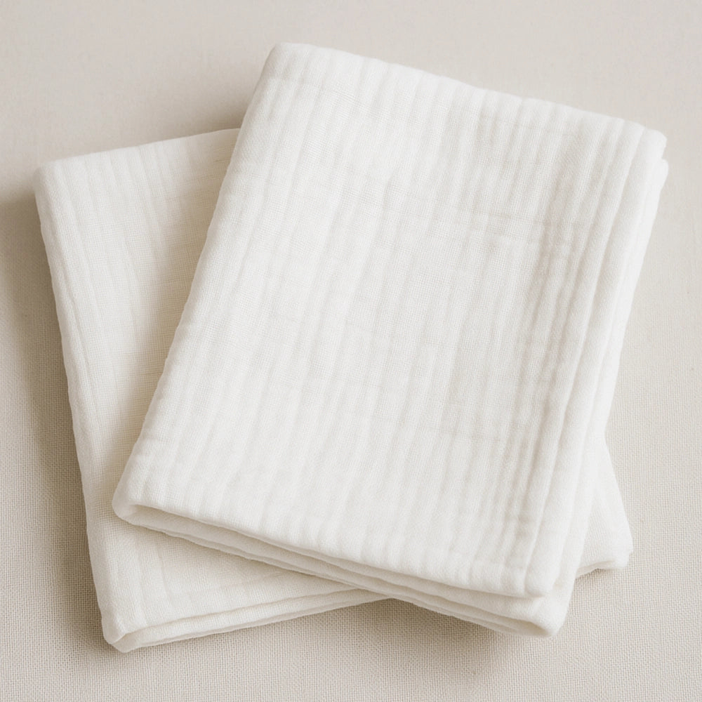 Bambidou Lot 2 Langes en Gaze de Coton - Blanc