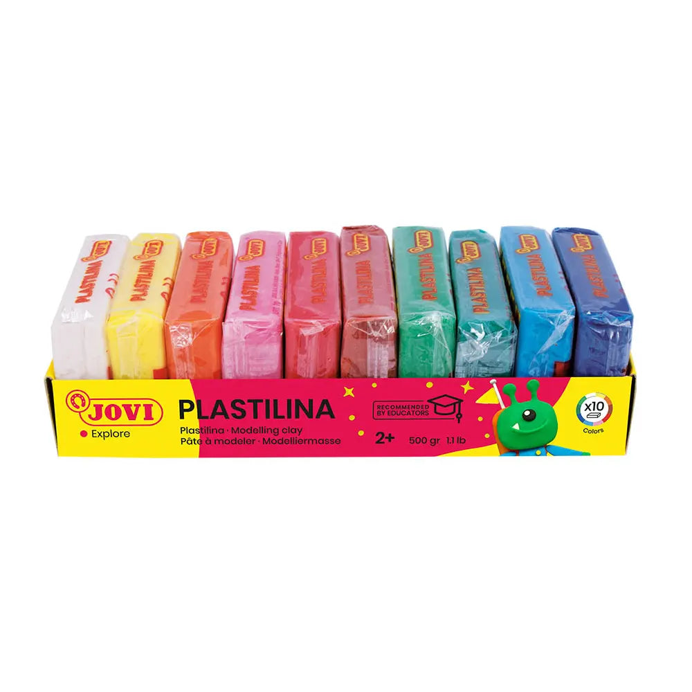 Jovi Plateau de 10 Pains de Pâte à Modeler 50g - Couleurs Assorties