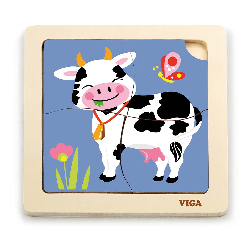 Viga Toys Puzzle 4 Pièces En Bois 18M+ - Vache