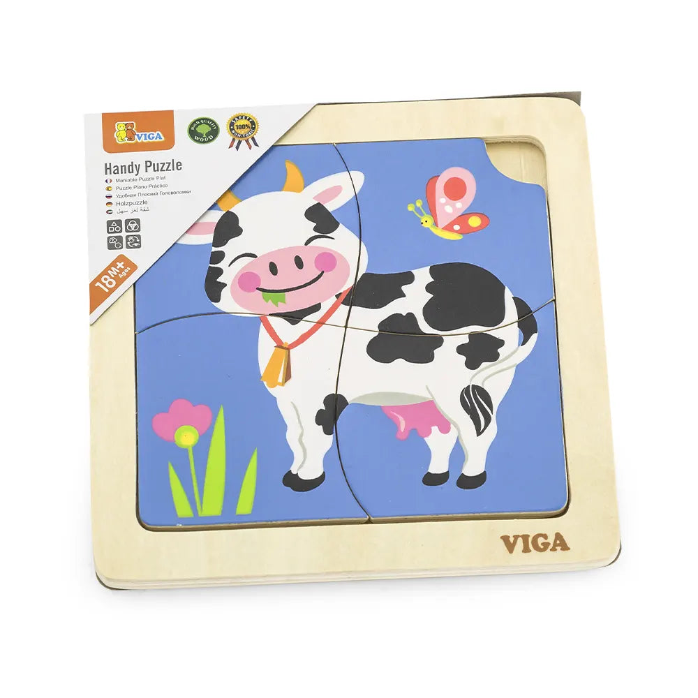 Viga Toys Puzzle 4 Pièces En Bois 18M+ - Vache