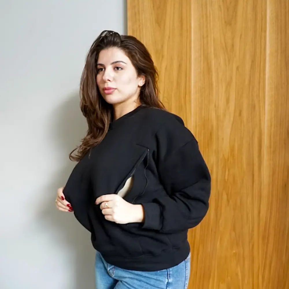 Sudadera de lactancia y maternidad Bambidou - Negro