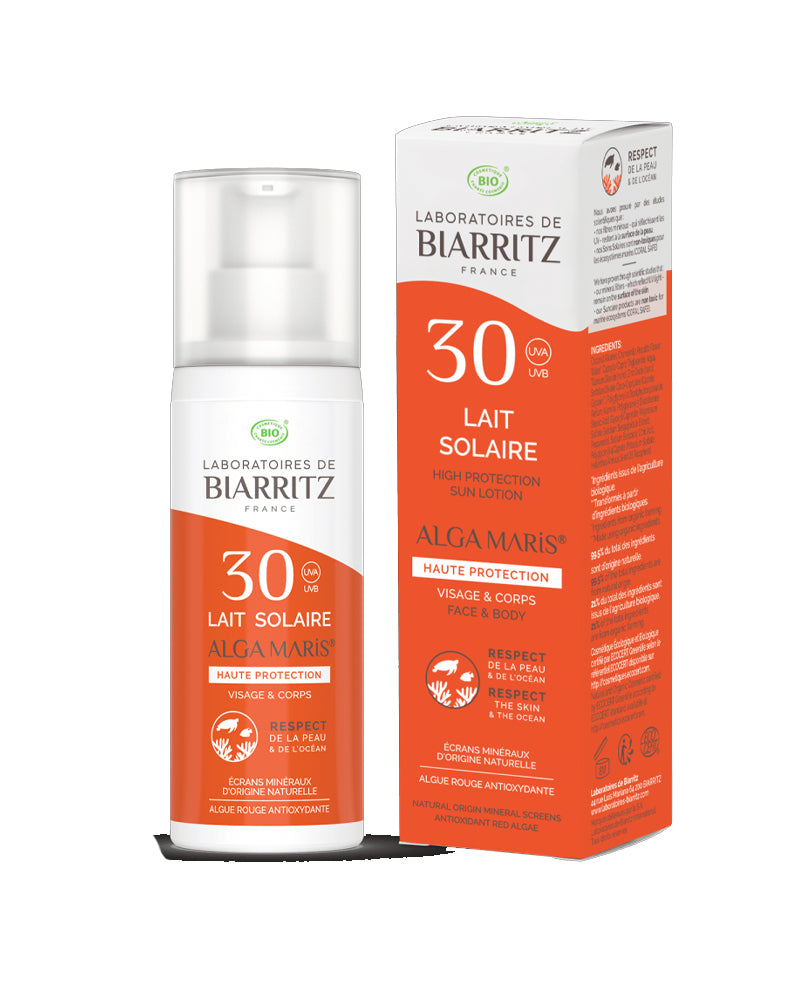 Lait Solaire SPF30 Certifiée Bio 100ml - Laboratoires de Biarritz