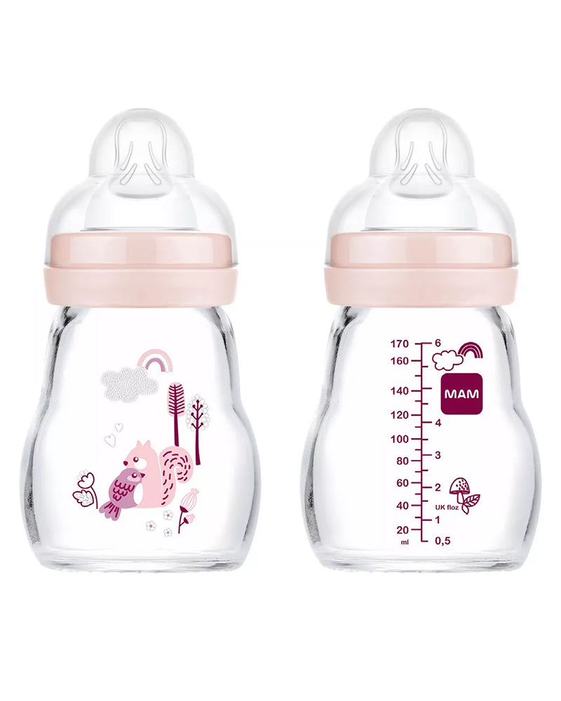 Biberon MAM en verre 170ml - Rose