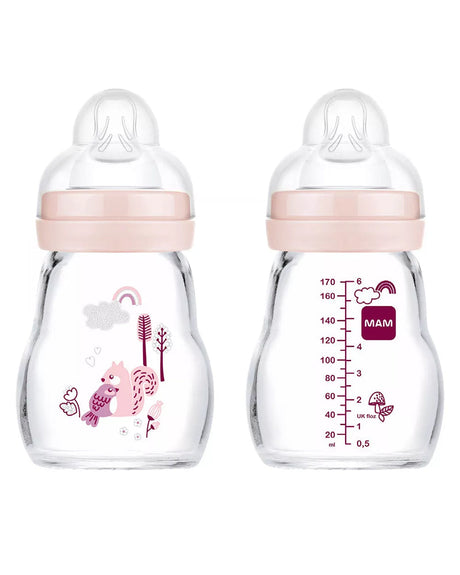 Biberon MAM en verre 170ml - Rose