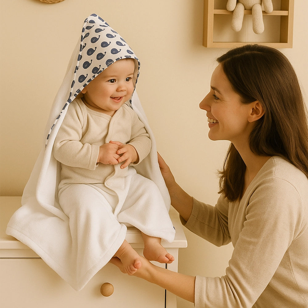 Serviette de Bain Babymat 130x70cm - Harmonie Baleine