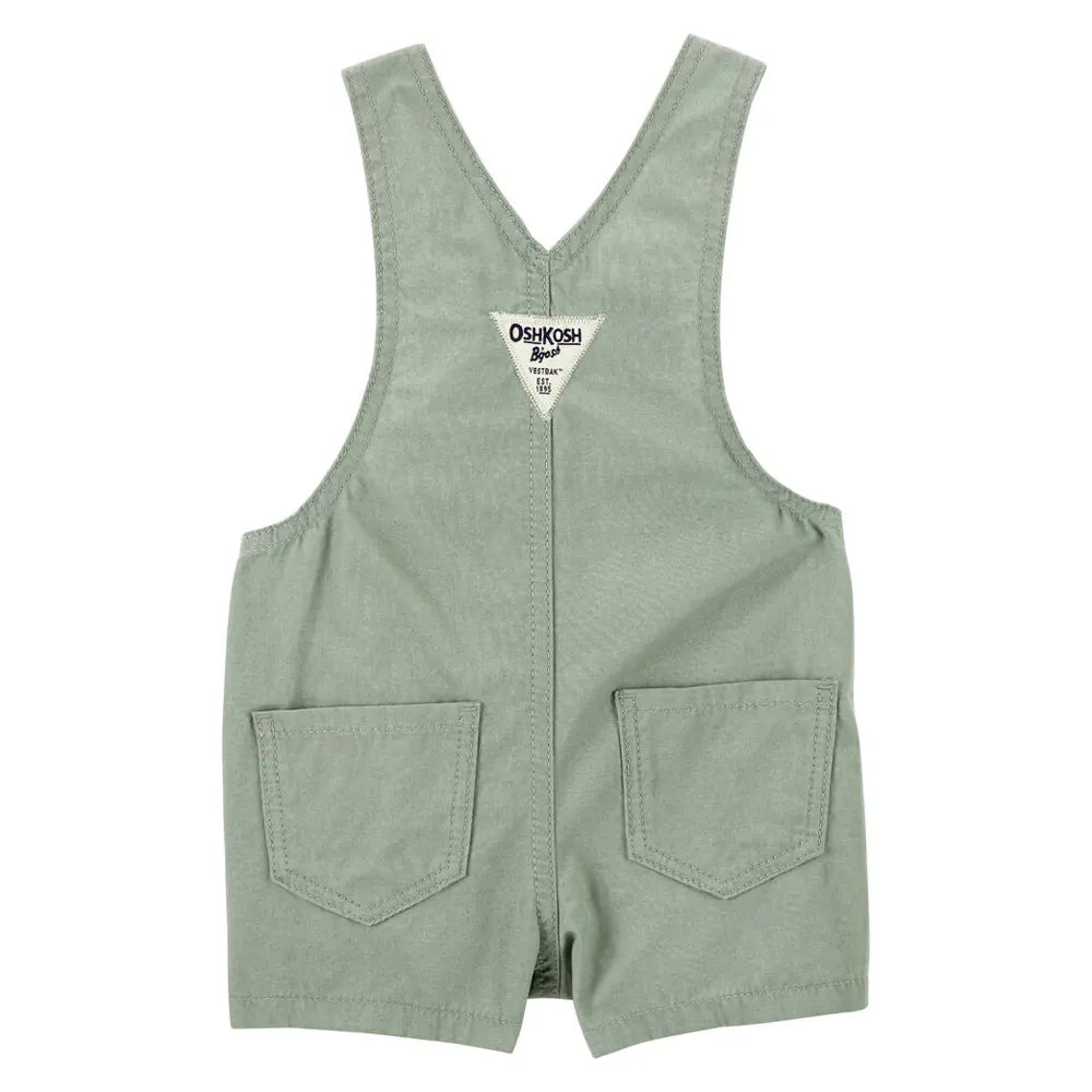 OshKosh Baby Flower Embroidered Short Overalls - Green