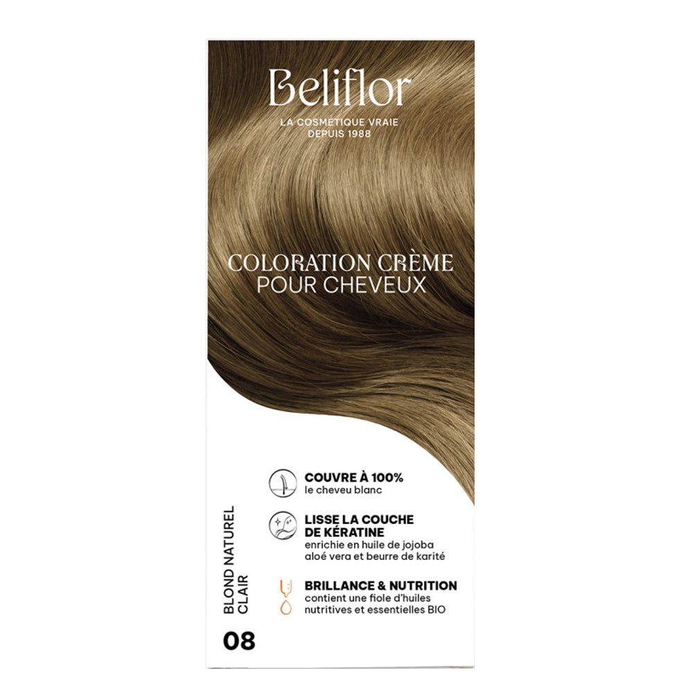 Beliflor Unidose Coloration Crème pour Cheveux 120ml - N° 08 Blond Naturel Clair