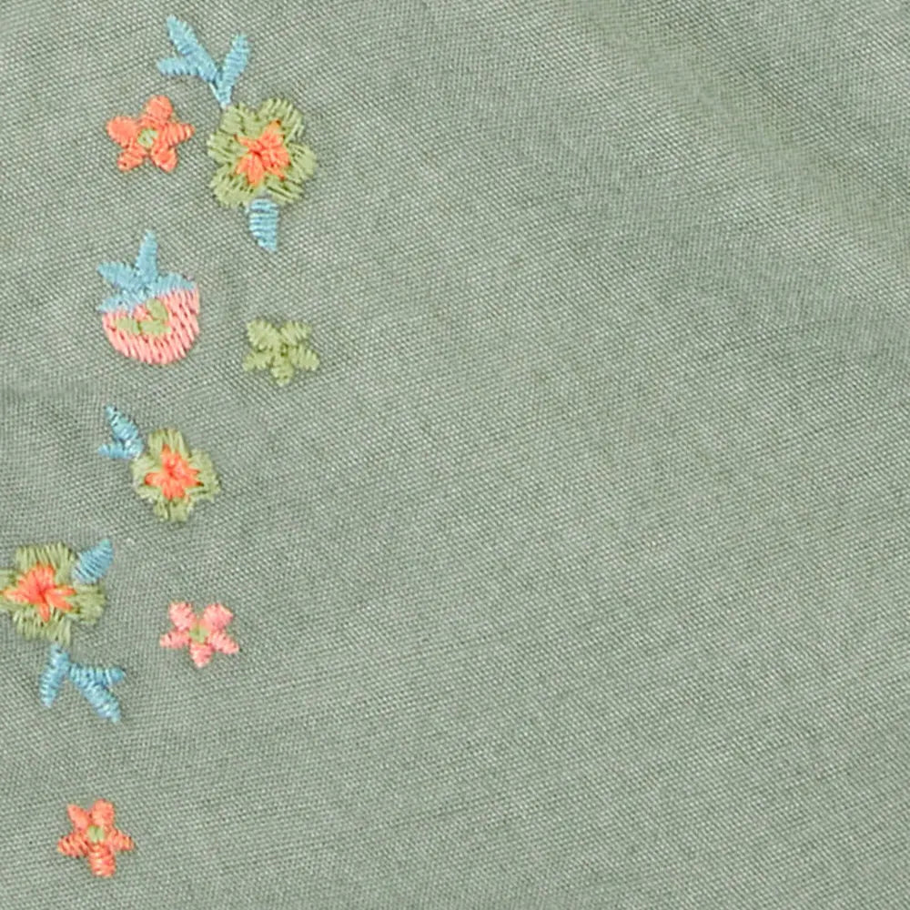 OshKosh Baby Flower Embroidered Short Overalls - Green