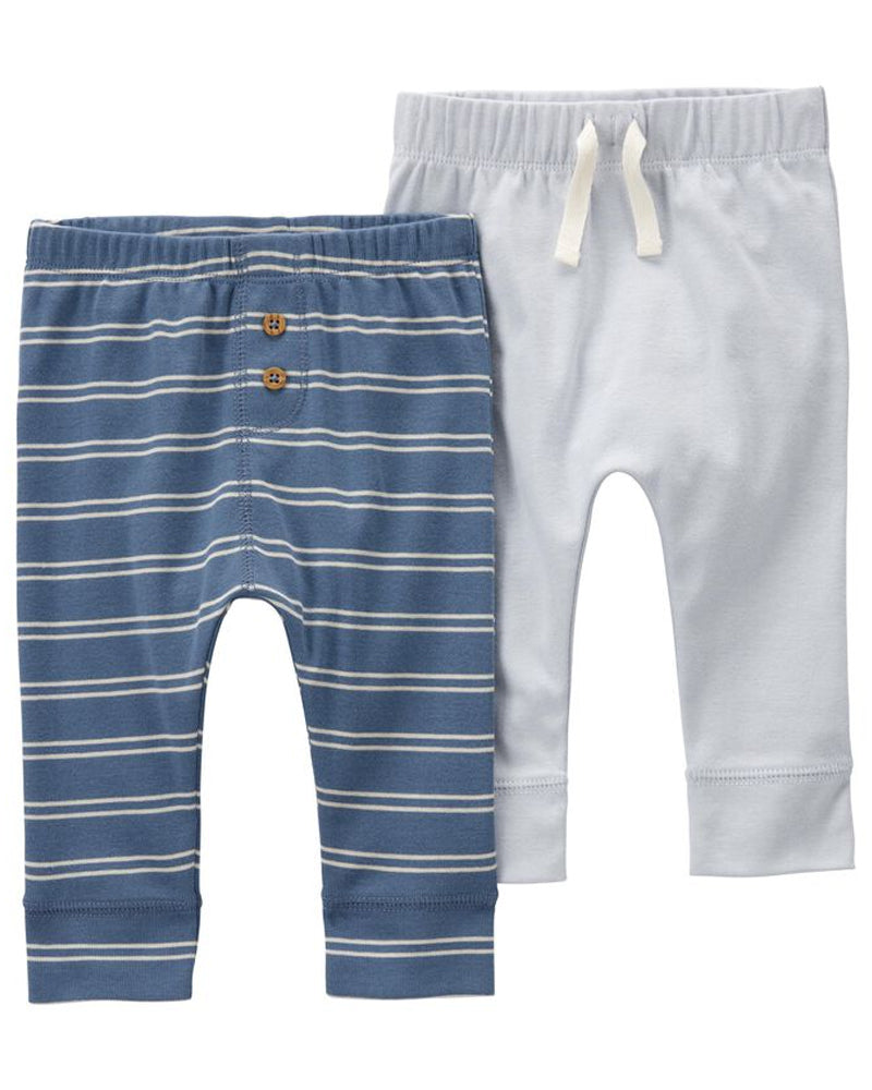 مجموعة من 2 بنطلون سهل الارتداء للأطفال كارترز - رمادي وأزرق