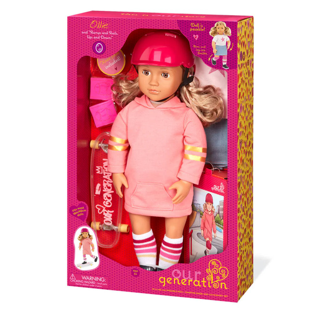 Our Generation Poupée Skateur Posable & Livre d'Histoires 46cm 3A+ - Ollie