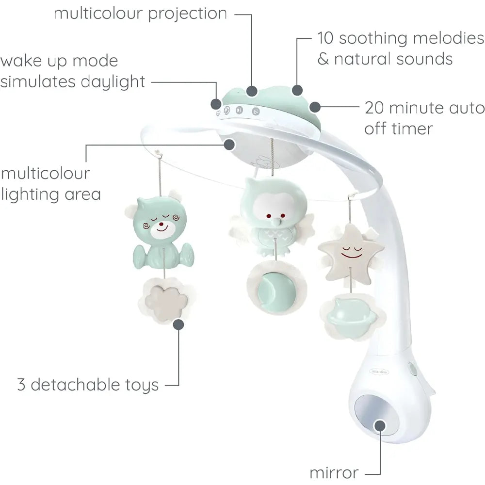 Infantino Projecteur Musical Mobile 3 en 1 – Vert Menthe