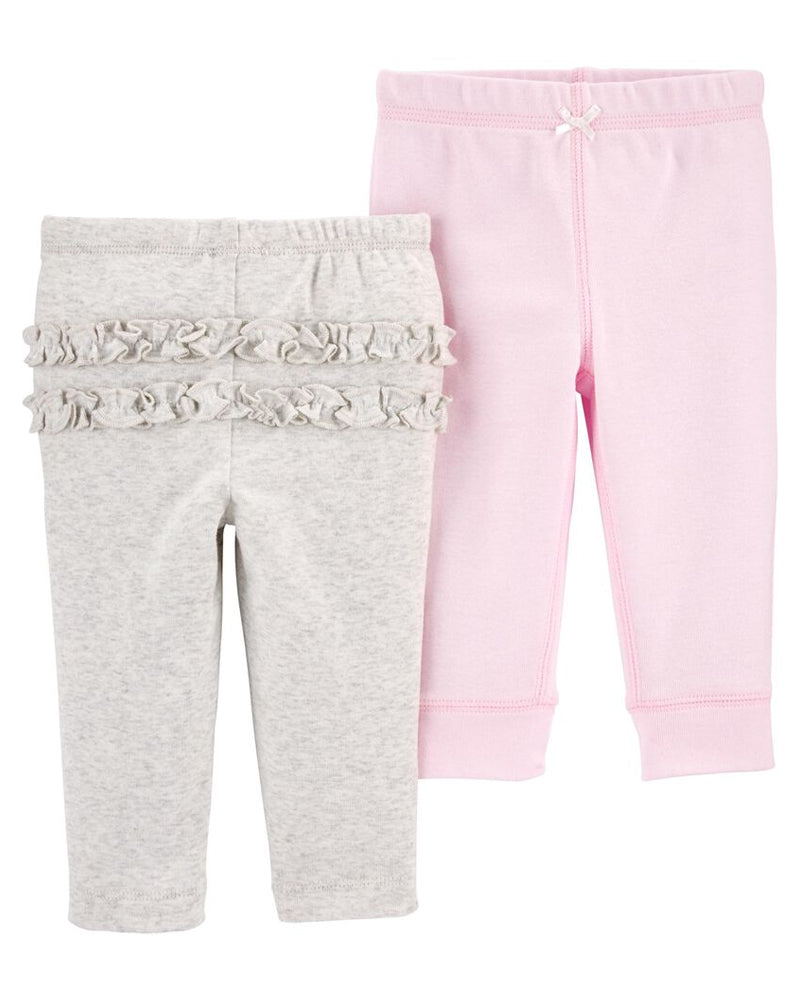 Lot De 2 Pantalons En Coton Bébé Carter's - Gris & Rose