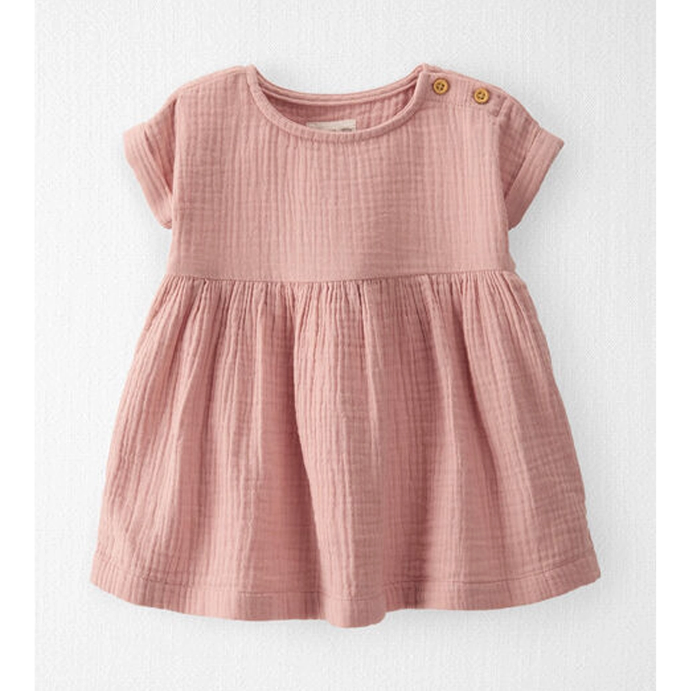Robe Bébé en Gaze de Coton Bio Little Planet - Rose