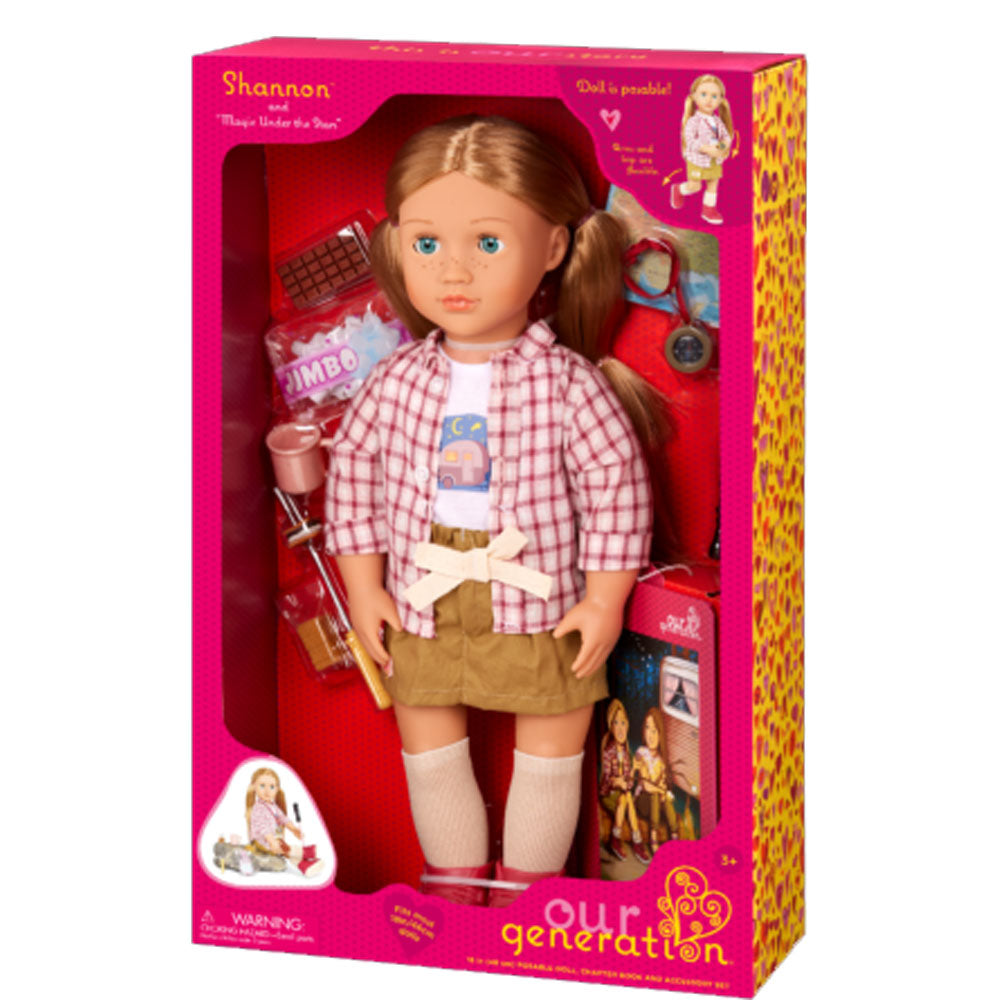 Muñeca de camping y libro de cuentos de nuestra generación 3A+ - Shannon