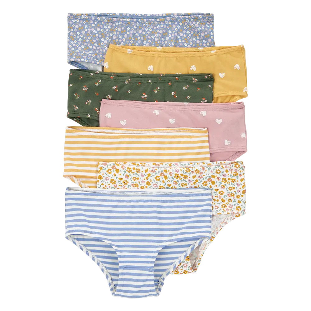 Lot de 7 culottes stretch fille - Floral/Cœurs
