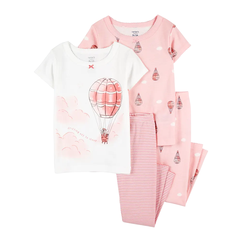 Ensemble 4 pièces pyjama montgolfière fille - Coton