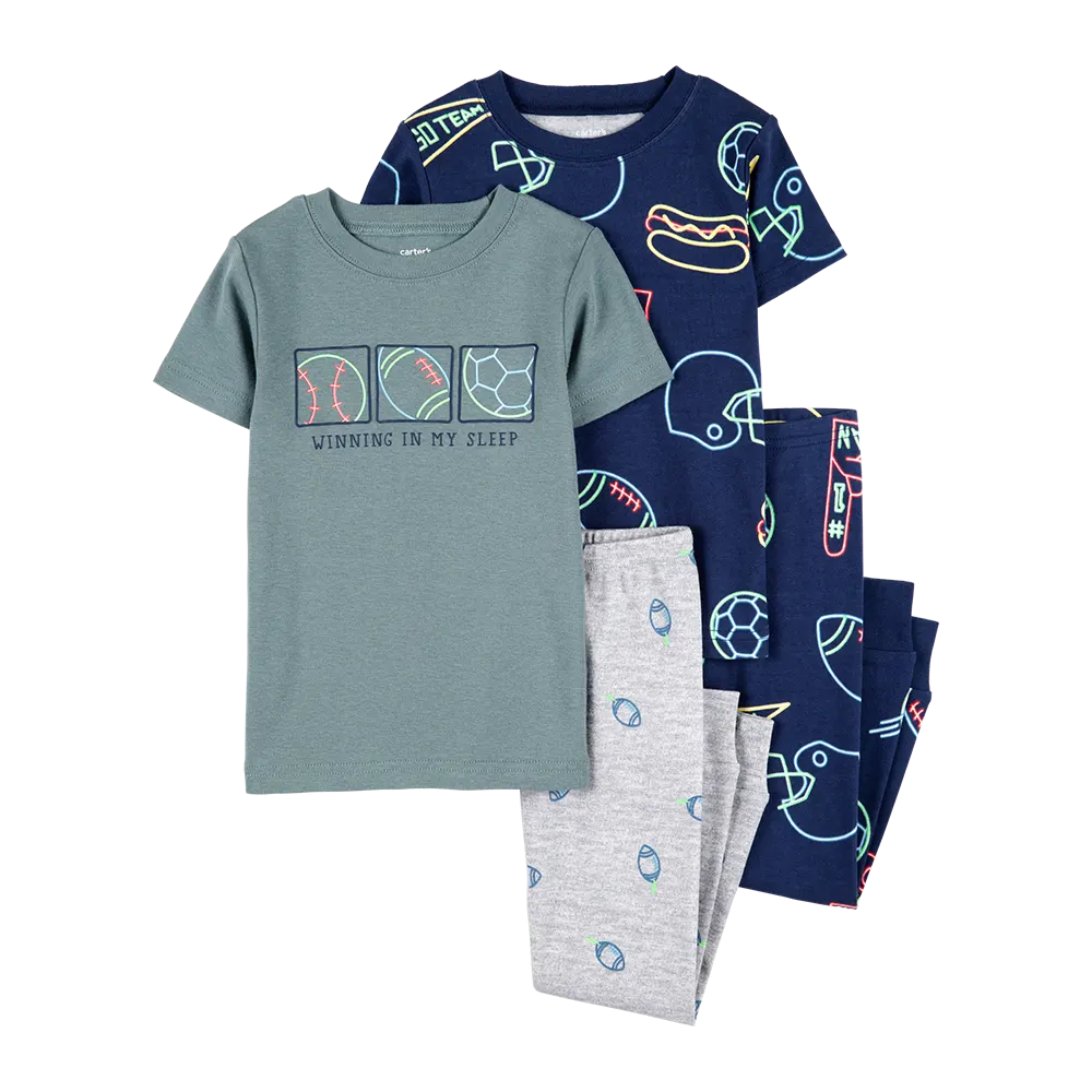 Pyjama 4 pièces sport garçon - 100% Coton