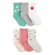 Lot de 6 paires de chaussettes florales fille