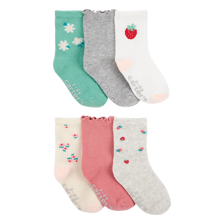 Lot de 6 paires de chaussettes florales fille