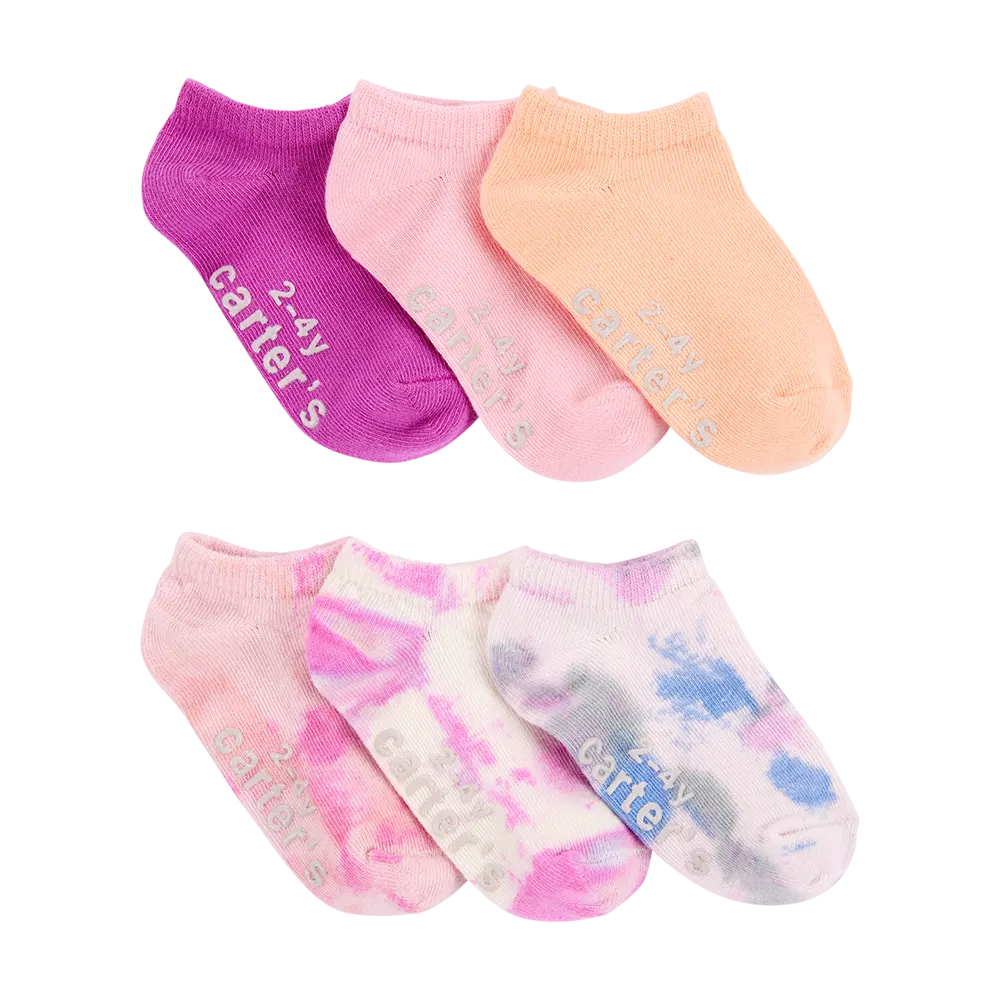 Lote de 6 pares de calcetines tobilleros tie-dye para niña Carter's