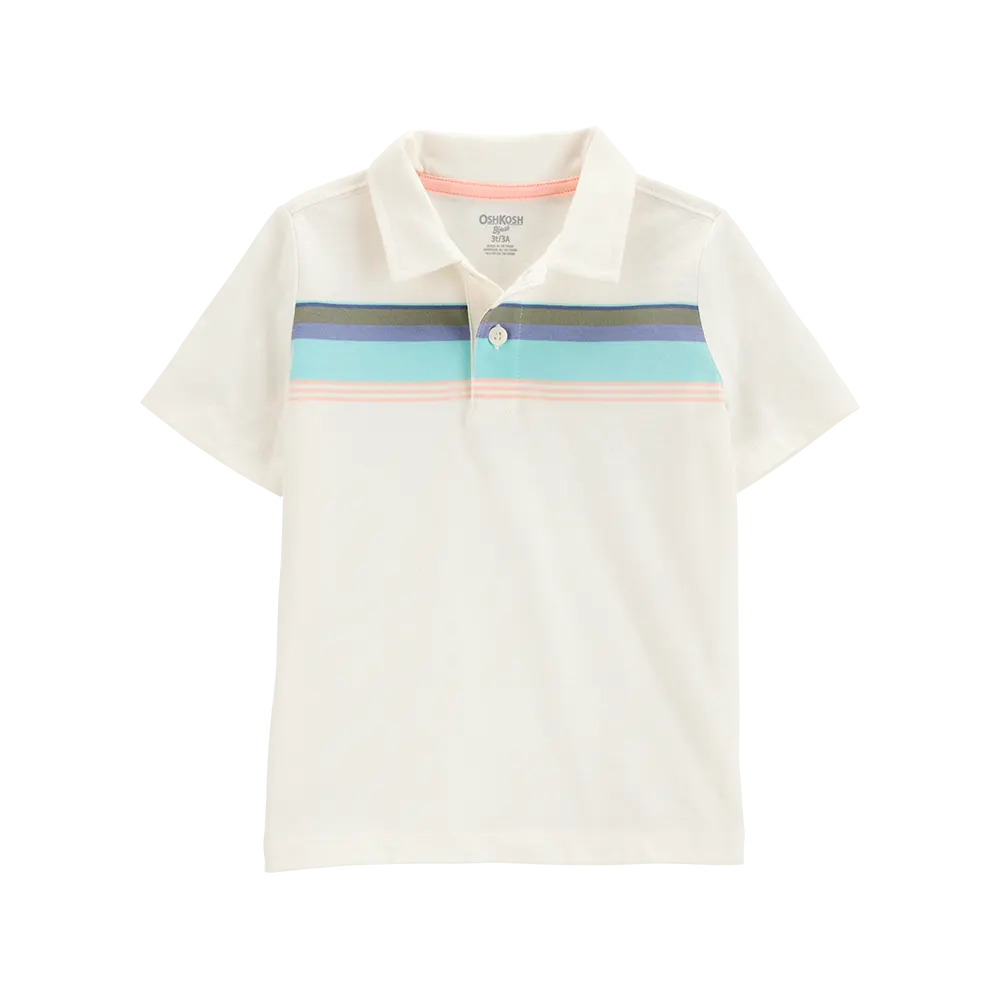 Polo Rayé à Manches Courtes Garçon OshKosh - Crème