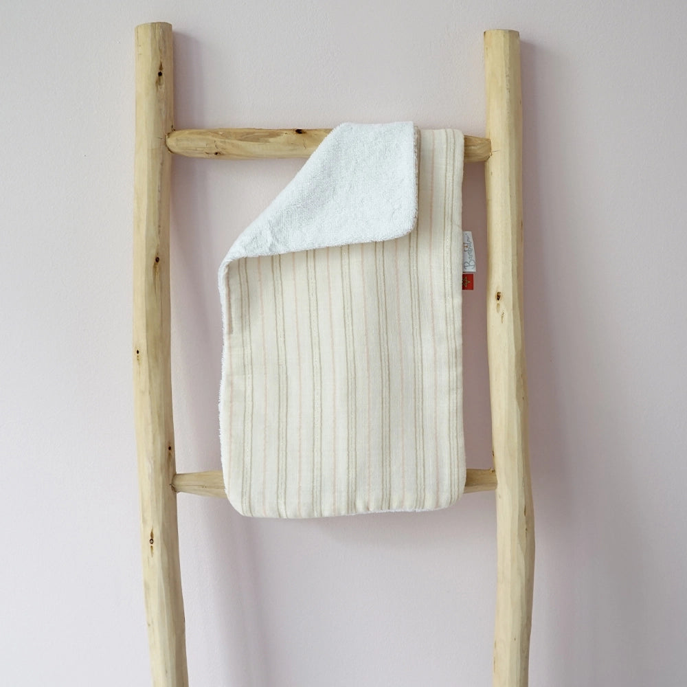 Bambidou Serviette de Rot Bavoir d'Épaule Gaze Ivoire Rayé Rose