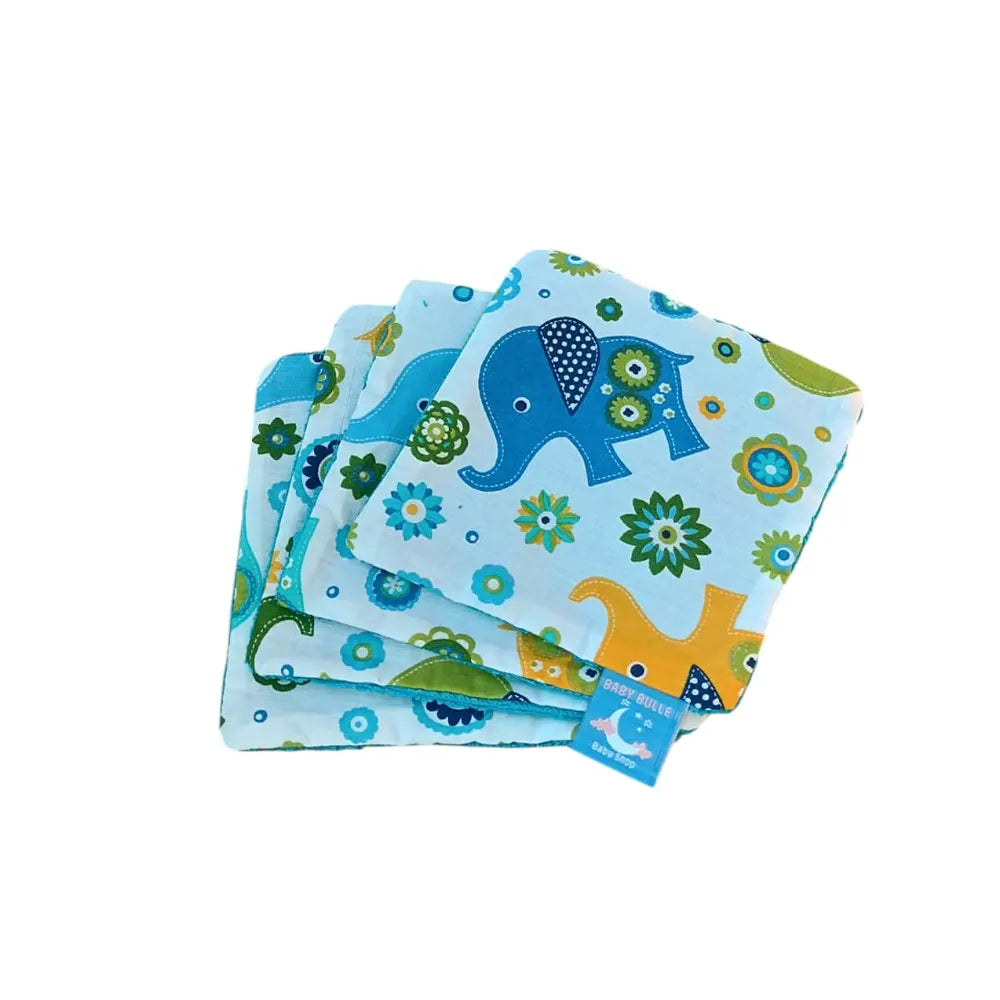 Baby Bulle Pack de 4 toallitas lavables Elefante - Azul