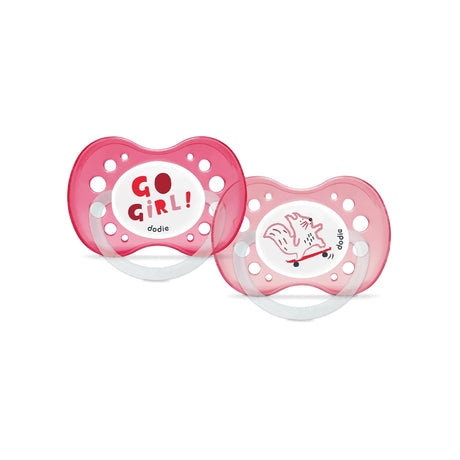 Lot de 2 Sucettes Anatomiques Silicone Dodie +18m - Go Girl & Renard