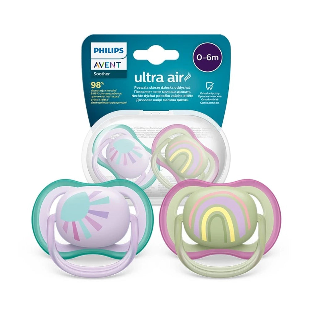 Philips Avent Lot de 2 Sucettes Ultra Air 0-6m Girl