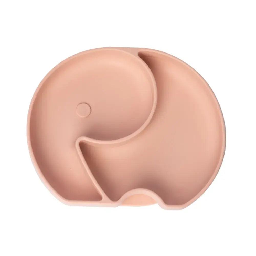 YUMMY Silicone Elephant Plate with Suction Cup 4M+ - Blush